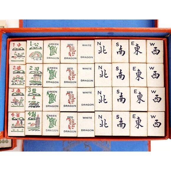 1923 Pung Chow Early Mah Jong Tile Game Complete Antique Educator Set BRDGMS - Picture 6 of 9